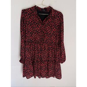 LEA & VIOLA Rose Print Skater Dress Size Small